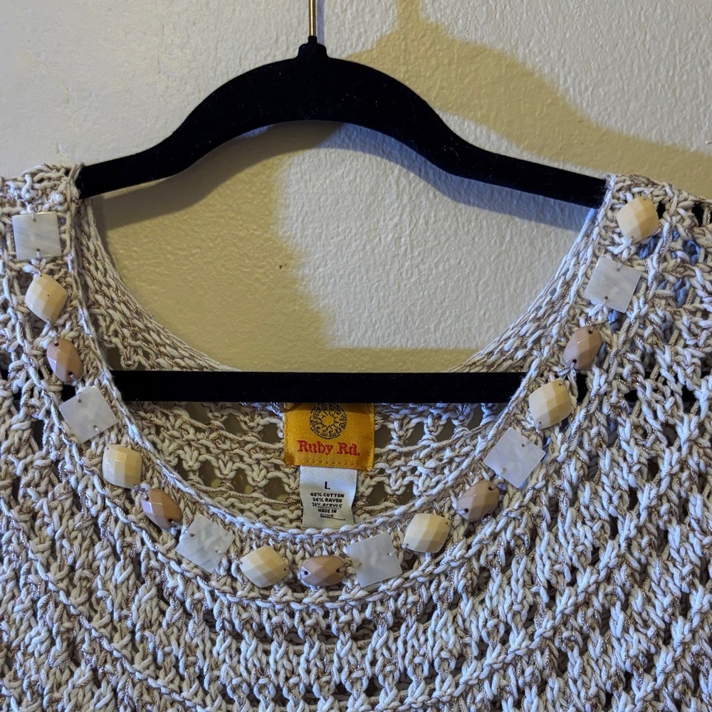 Ruby Rd. Cream Crochet Blouse - Picture 2 of 2